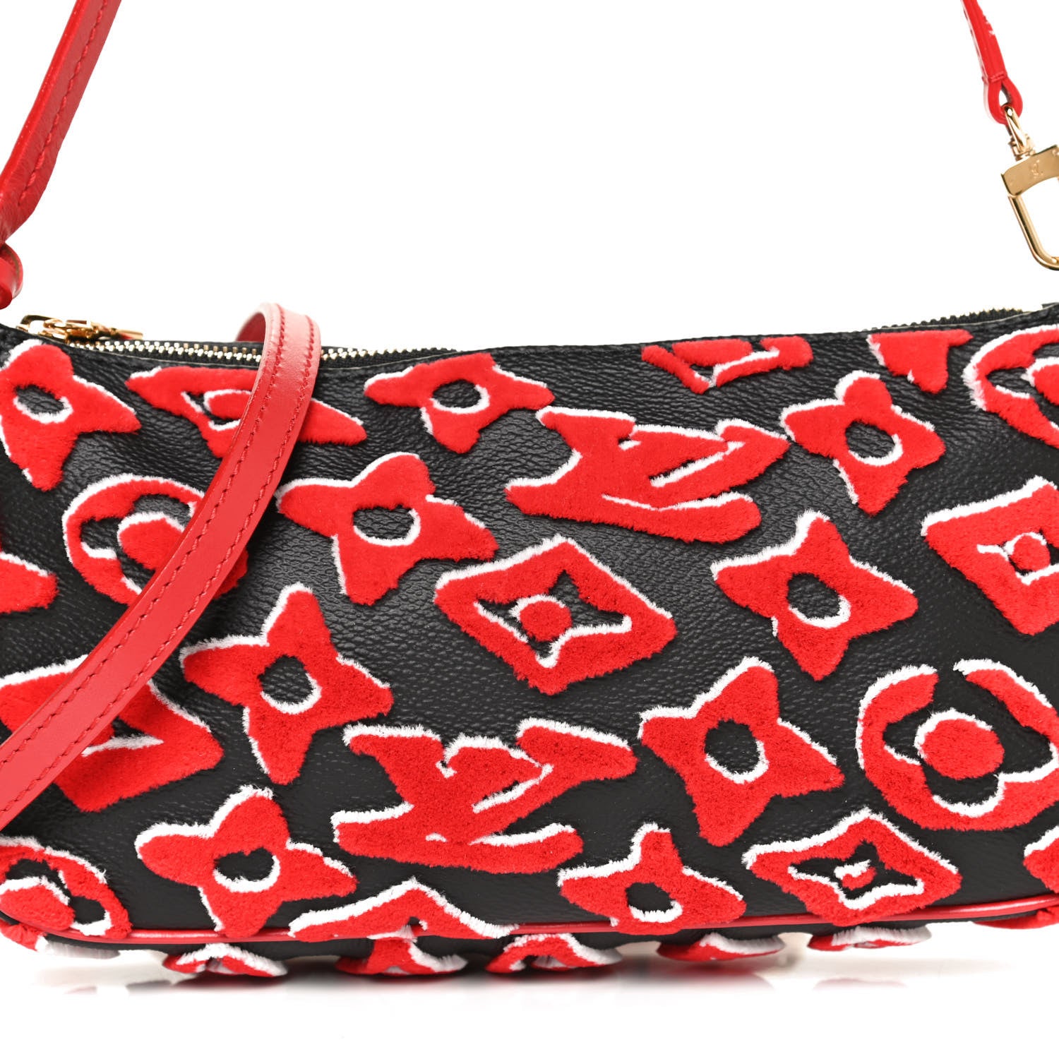Louis Vuitton X UF Tufted Monogram Pochette Accessories Black Red 8 of 13