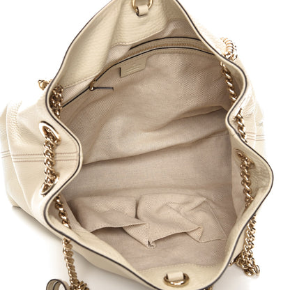 Gucci Pebbled Calfskin Medium Soho Chain Shoulder Bag Off White 5 of 7