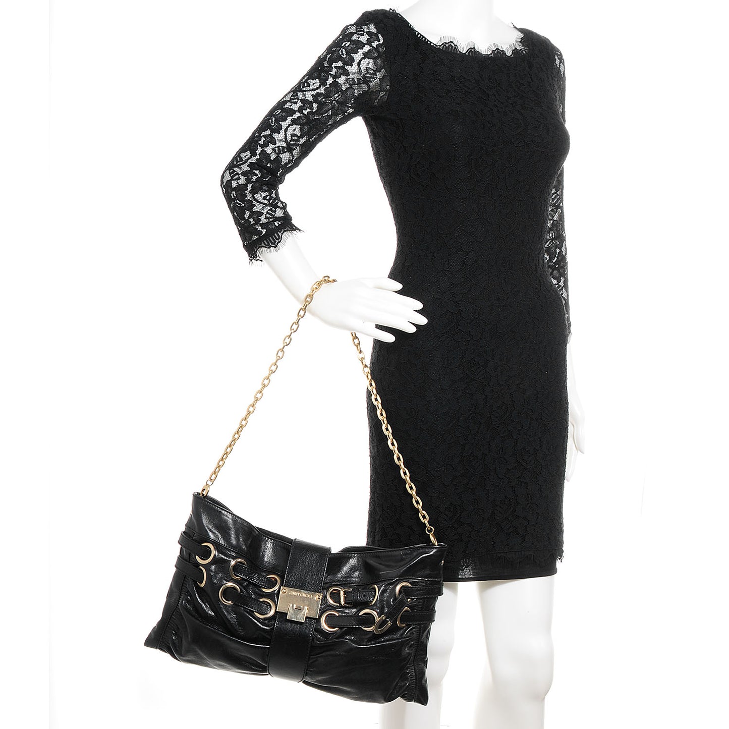 Leather Rio Oversized Clutch Black
