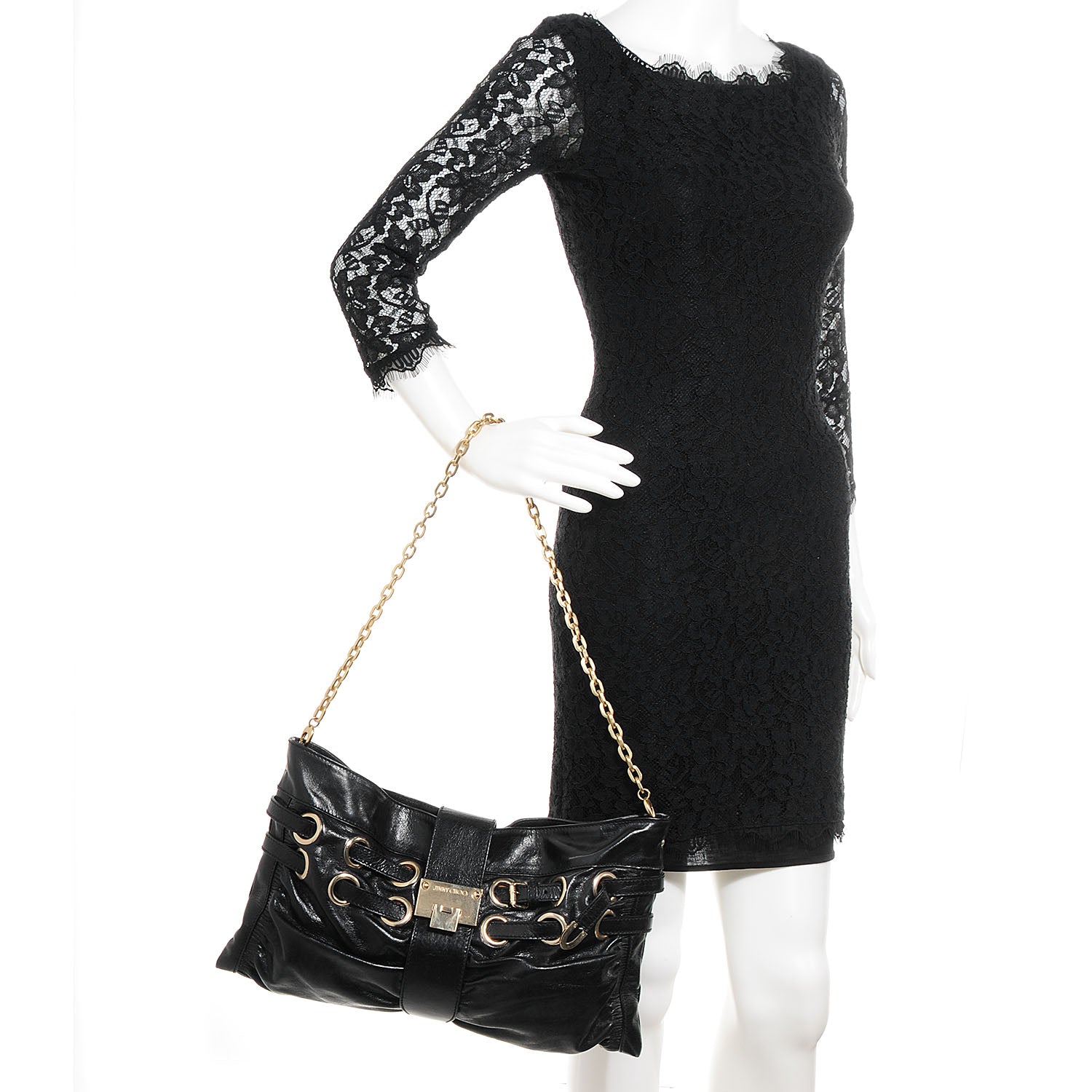 Jimmy Choo Leather Rio Oversized Clutch Black 2 of 8