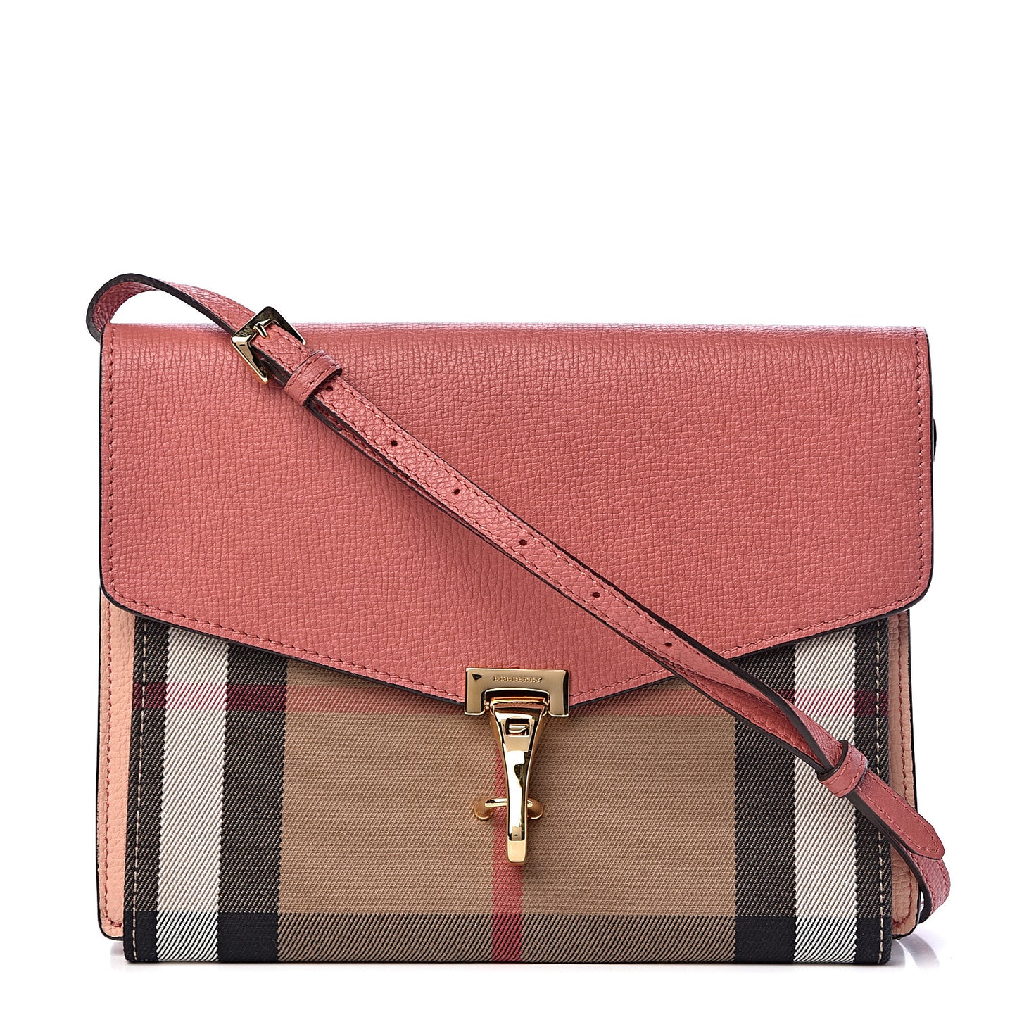 Derby Calfskin House Check Small Macken Crossbody Bag Copper Pink