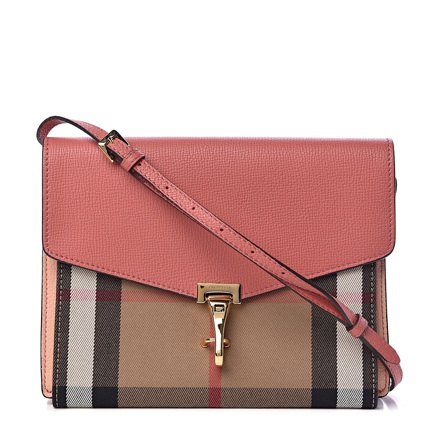 Burberry Derby Calfskin House Check Small Macken Crossbody Bag Copper Pink 1 of 10