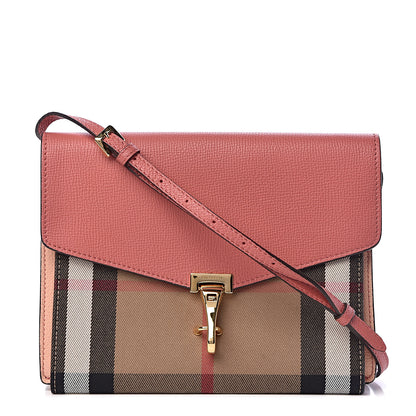 Burberry Derby Calfskin House Check Small Macken Crossbody Bag Copper Pink 1 of 10