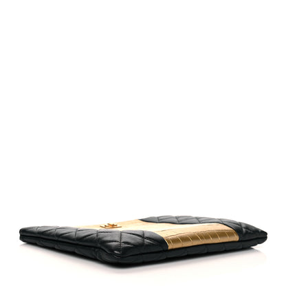 Chanel Lambskin Metallic Calfskin Quilted Crocodile Embossed Clutch 2.55 Reissue Cosmetic Case Gold 4 of 10