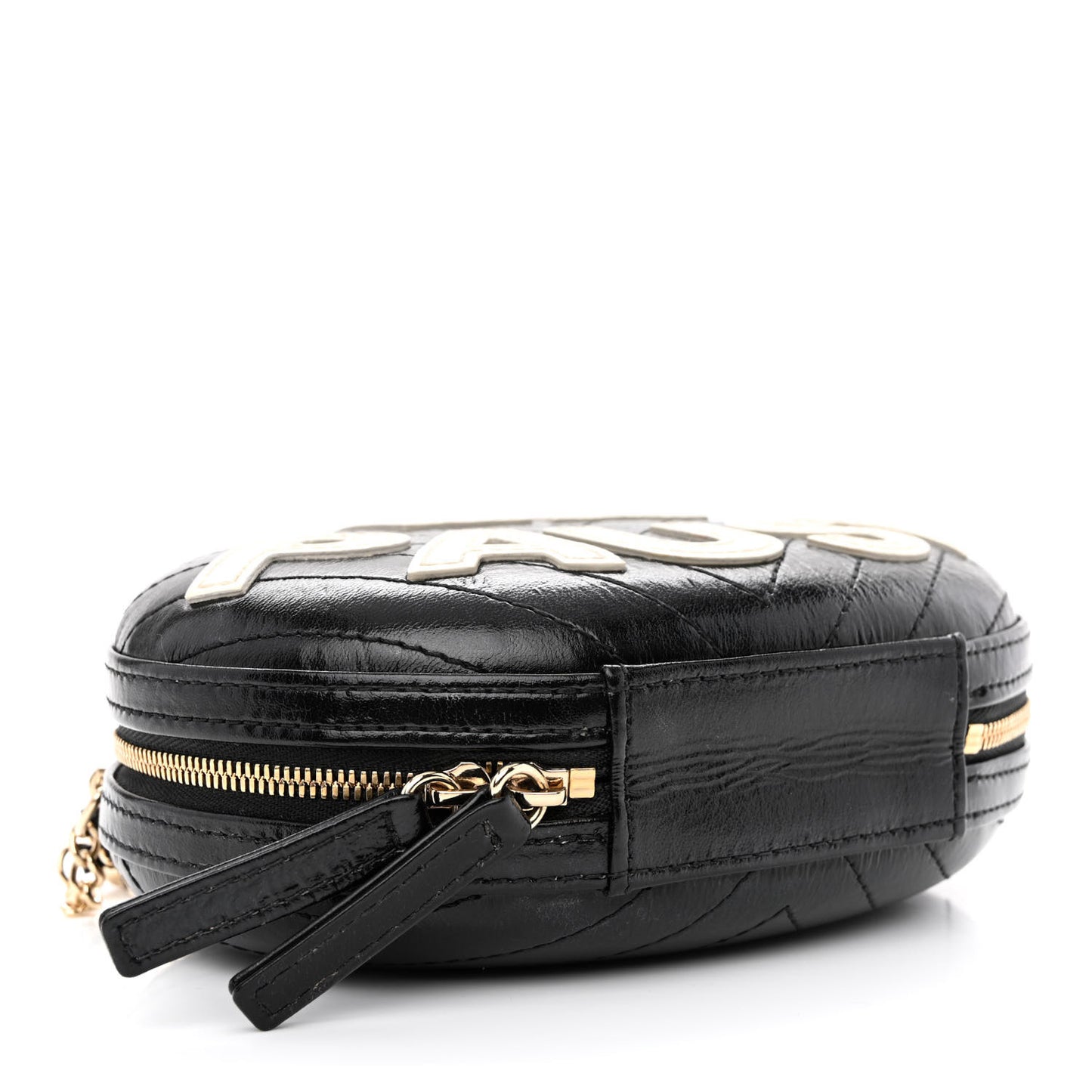 Lambskin Embroidered Chevron Quilted La Pausa Tassel Clutch Black