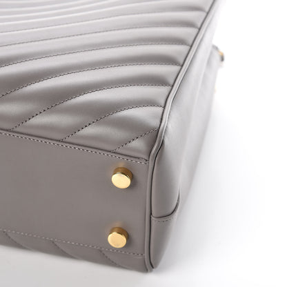 Saint Laurent Smooth Calfskin Matelasse Chevron Large Monogram Shopping Bag Grey 13 of 13