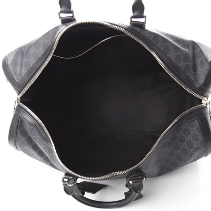 Gucci Soft GG Supreme Monogram Appia Calfskin Web Large Carry On Duffle Bag Black Grey 4 of 8