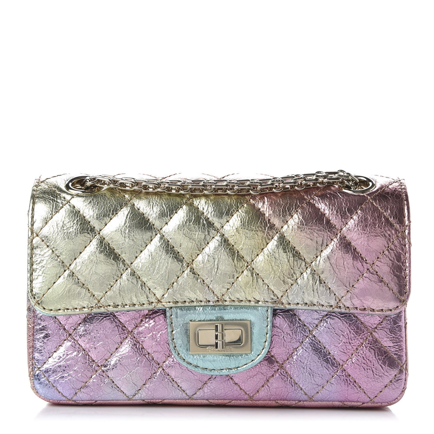 Metallic Goatskin Quilted Mini 2.55 Reissue Flap Multicolor