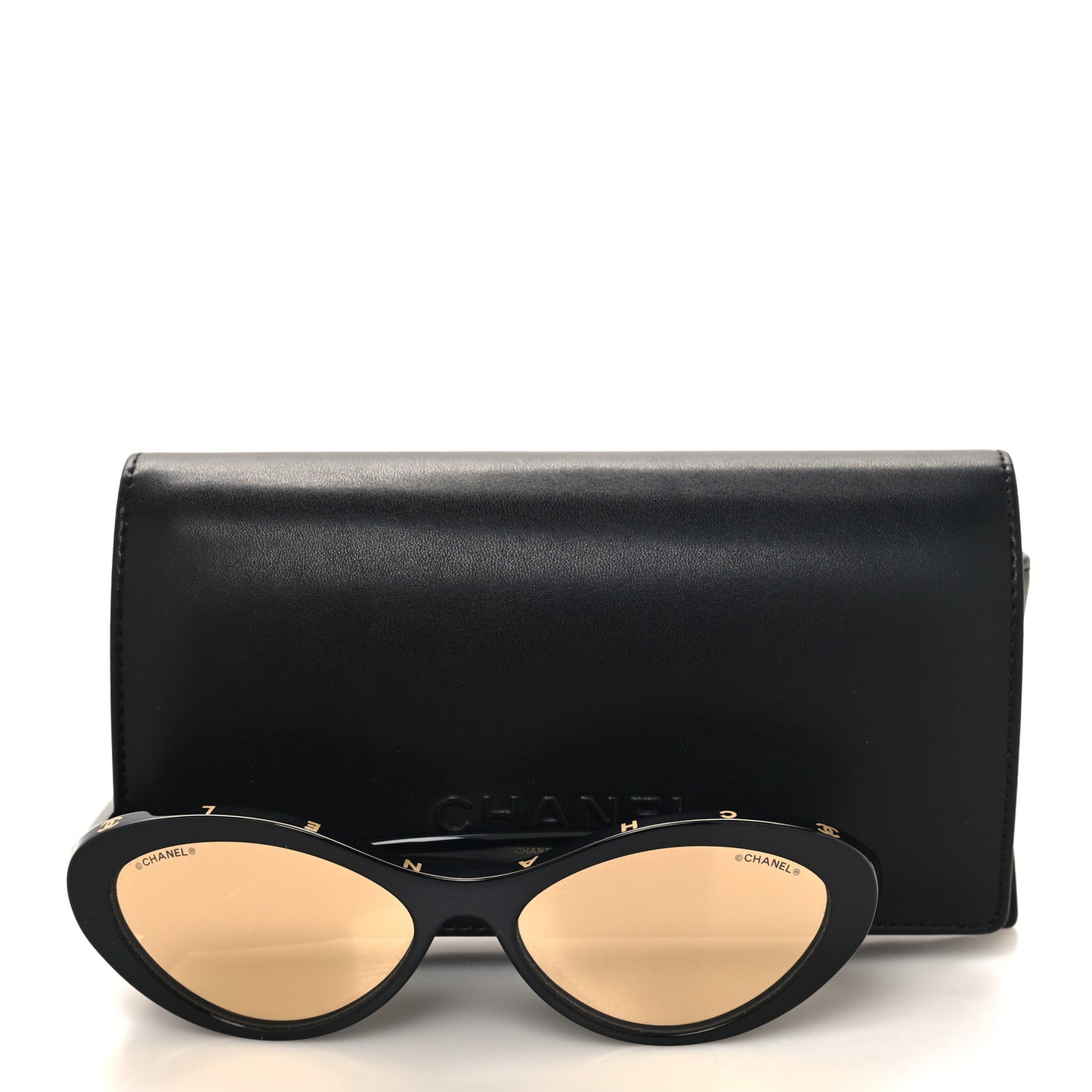 Acetate 24K Gold Mirror Oval Sunglasses 5416-A Black