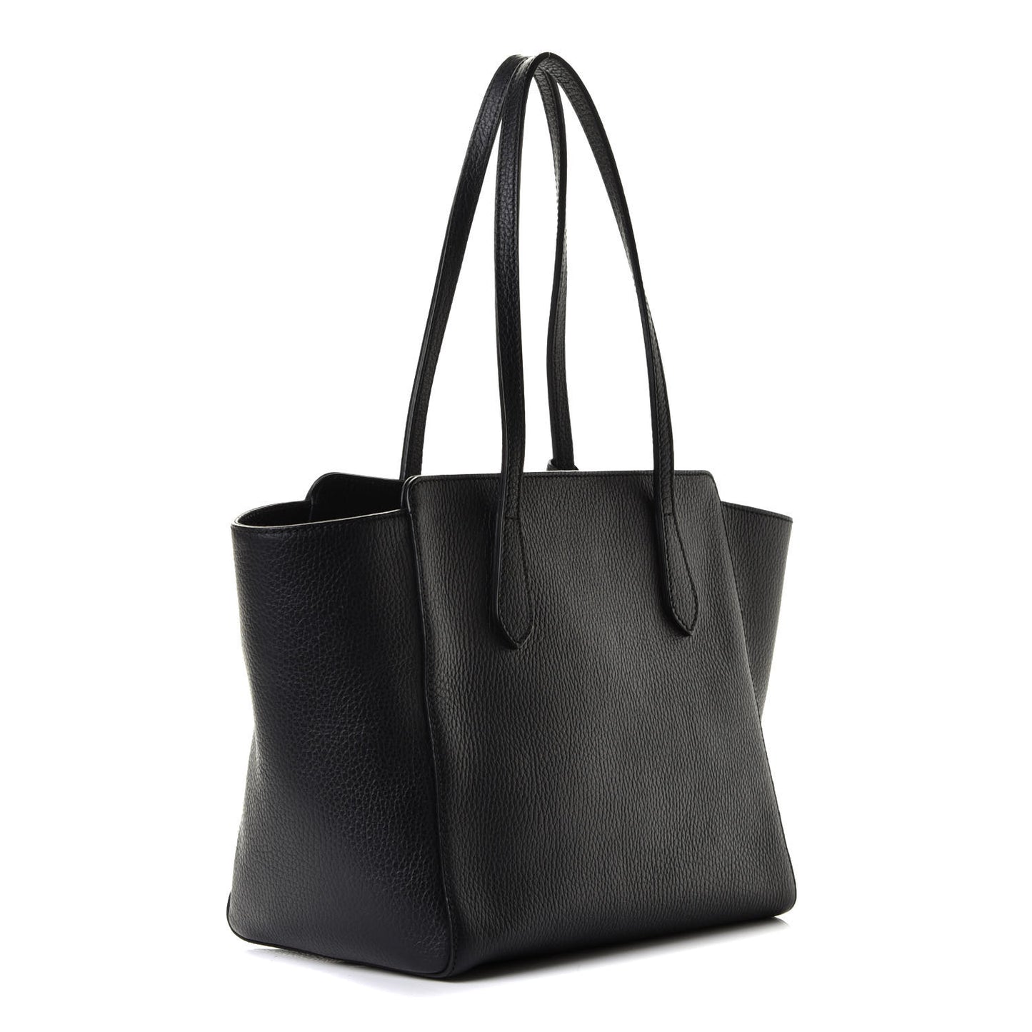 Pebbled Calfskin Small Swing Tote Black