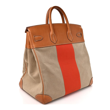 Hermes Toile Natural Barenia Flag HAC Birkin 40  Fauve Paprika 3 of 17