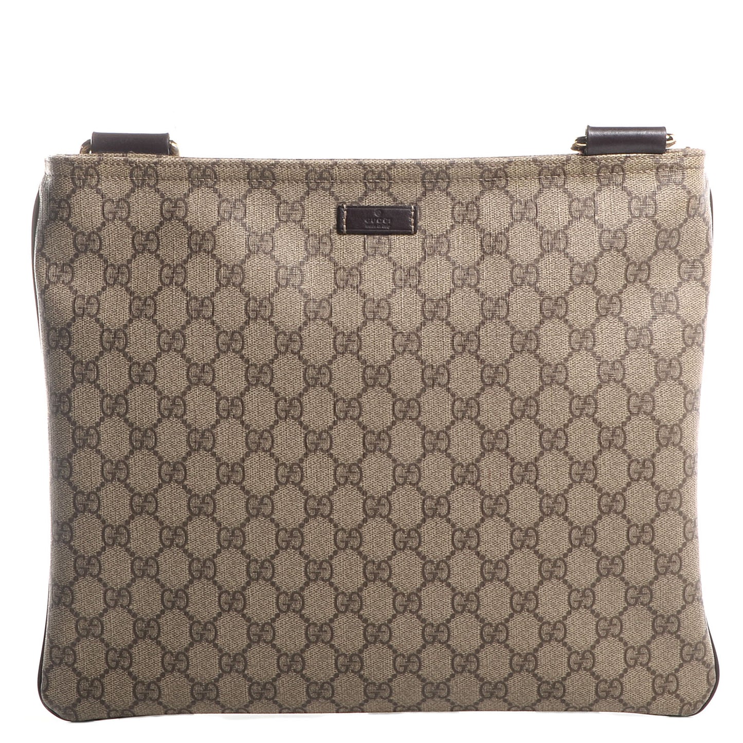 GG Plus Monogram Large Flat Messenger Bag Beige Brown