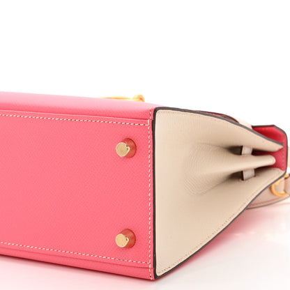 Hermes Epsom Bi-Color Horseshoe Kelly Sellier 25 Rose Azalee Craie 10 of 11