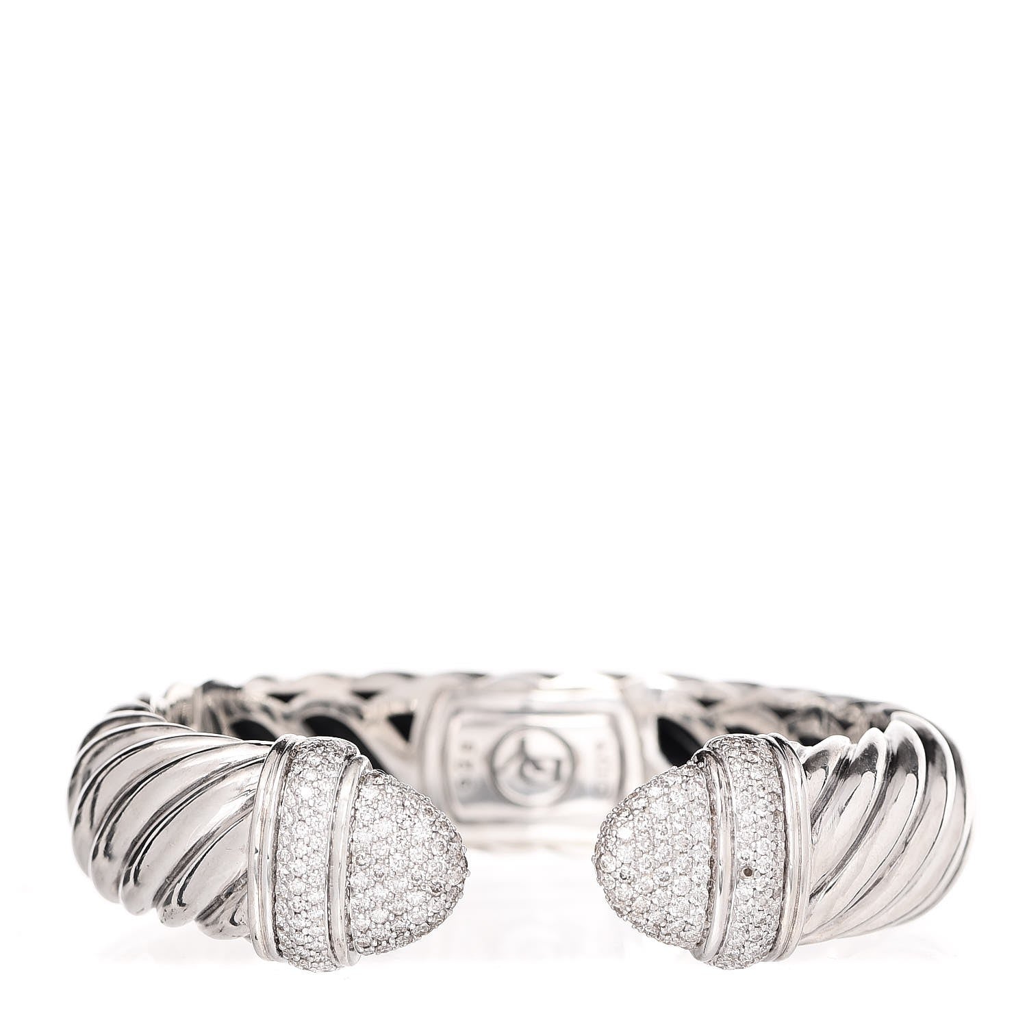David Yurman Sterling Silver Diamond 15mm Waverly Bracelet 1 of 6