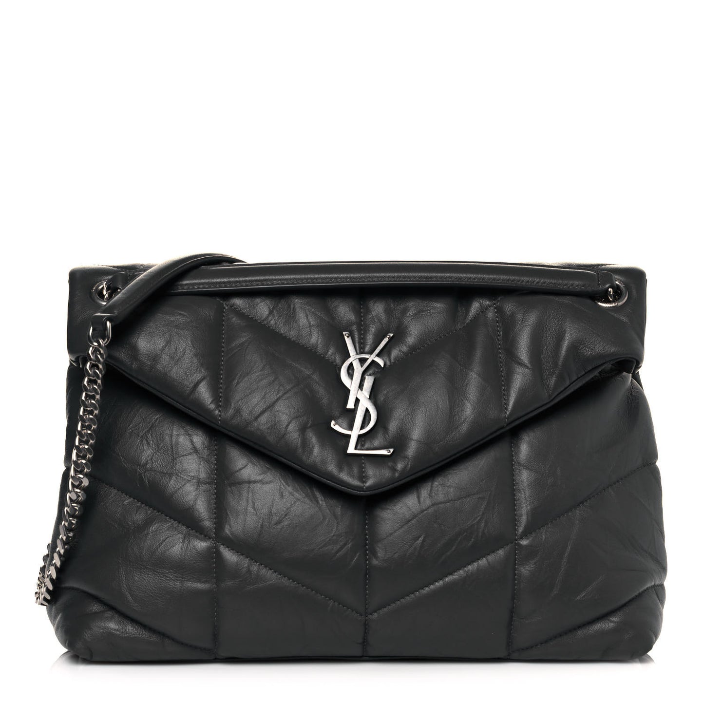 Calfskin Quilted Medium Loulou Puffer Monogram Chain Satchel Storm