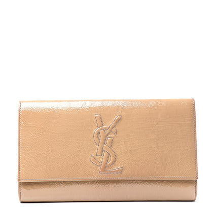 Saint Laurent Textured Patent Calfskin Monogram Large Belle De Jour Clutch Nude 1 of 8