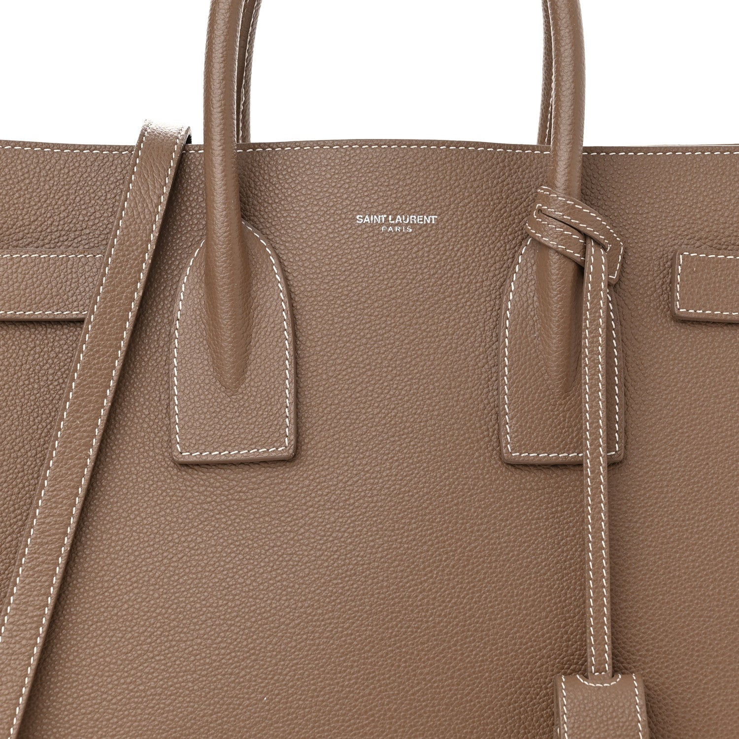 Saint Laurent Grained Calfskin Topstitch Small Classic Sac De Jour Taupe 8 of 16