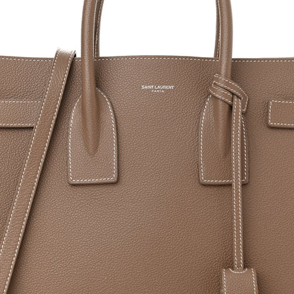 Saint Laurent Grained Calfskin Topstitch Small Classic Sac De Jour Taupe 8 of 16