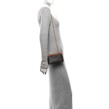 Celine Triomphe Canvas Lambskin Clutch On Chain Tan 3 of 12