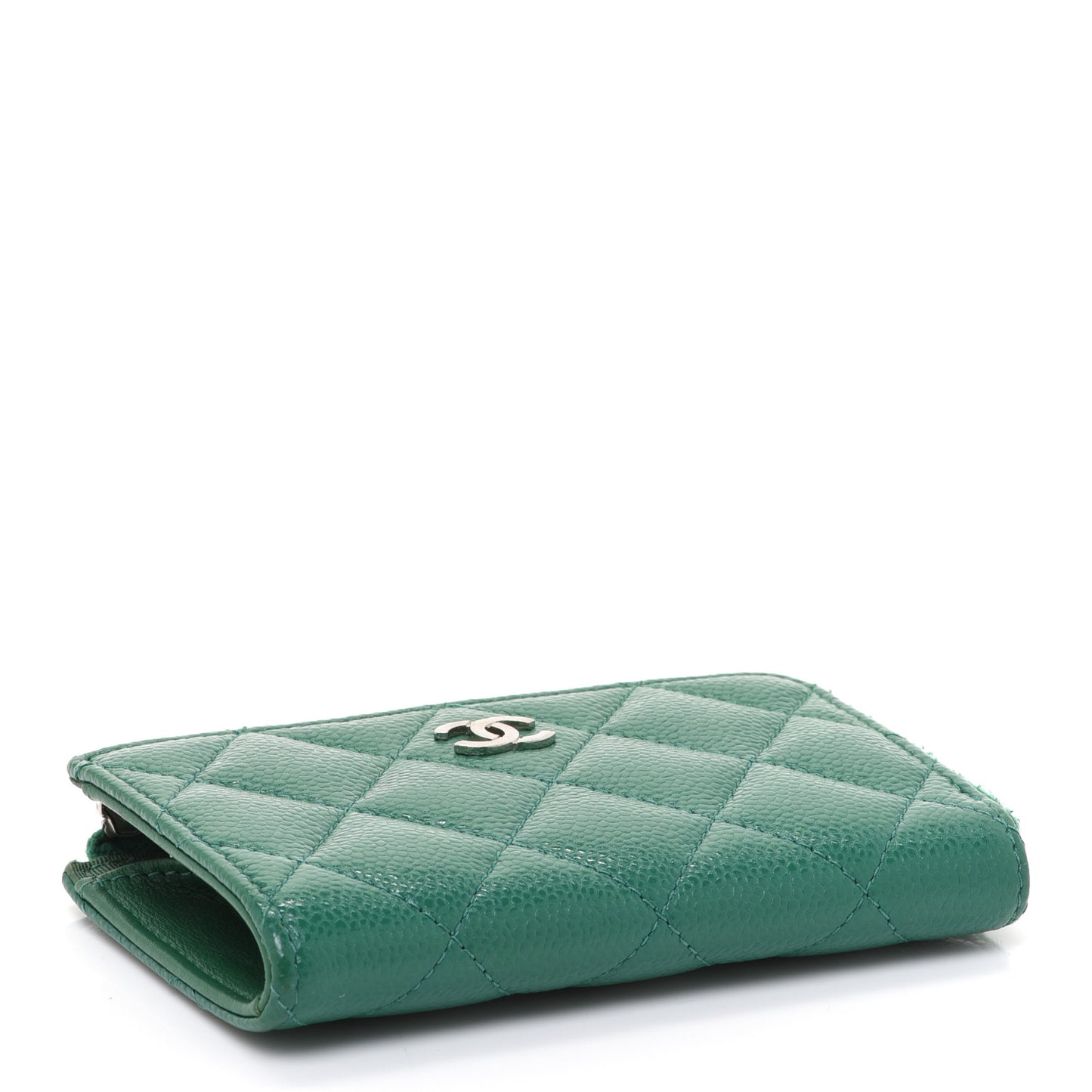 Caviar Quilted Zipped Key Holder Case Green