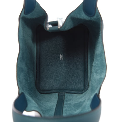 Hermes Taurillon Clemence Eclat Picotin Lock 18 PM Vert Bosphore Deep Blue 5 of 11