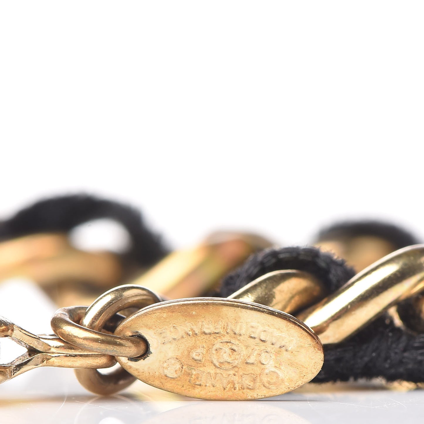 Lambskin Chain CC Camellia Bracelet Black Gold