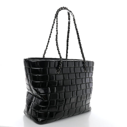 Chanel Vinyl Quilted Frozen Shopping Tote Black 3 of 12