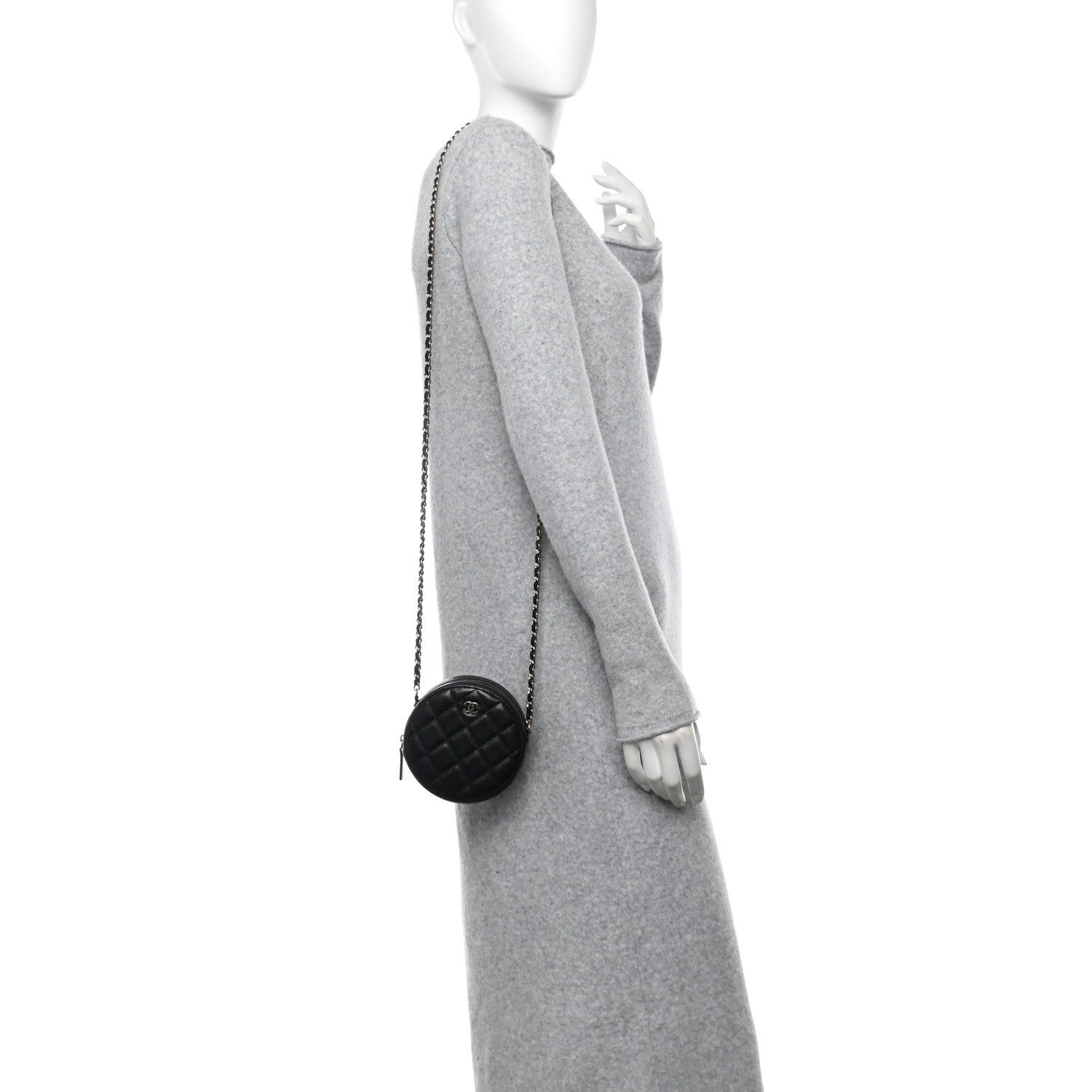 Chanel Caviar Quilted Round Clutch With Chain Black 2 of 10