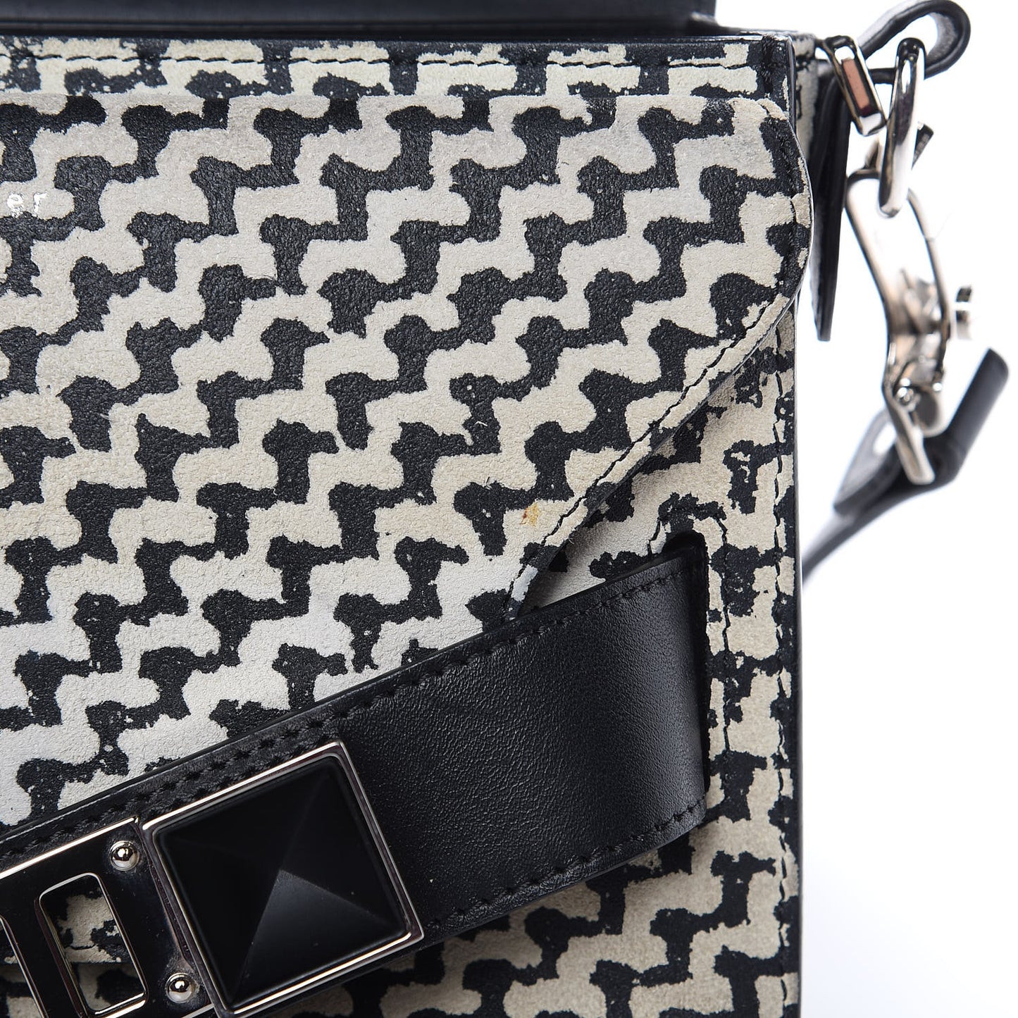 Suede Tweed Print Mini PS11 Classic Shoulder Bag Off White