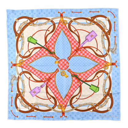 Louis Vuitton Silk Flowers and Straps Square Scarf 90 1 of 3