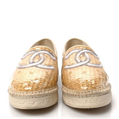 Chanel PVC Raffia CC Espadrilles 38 Beige 2 of 8