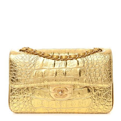 Chanel Metallic Calfskin Crocodile Embossed Crocodile Rectangular Small Flap Gold 1 of 11