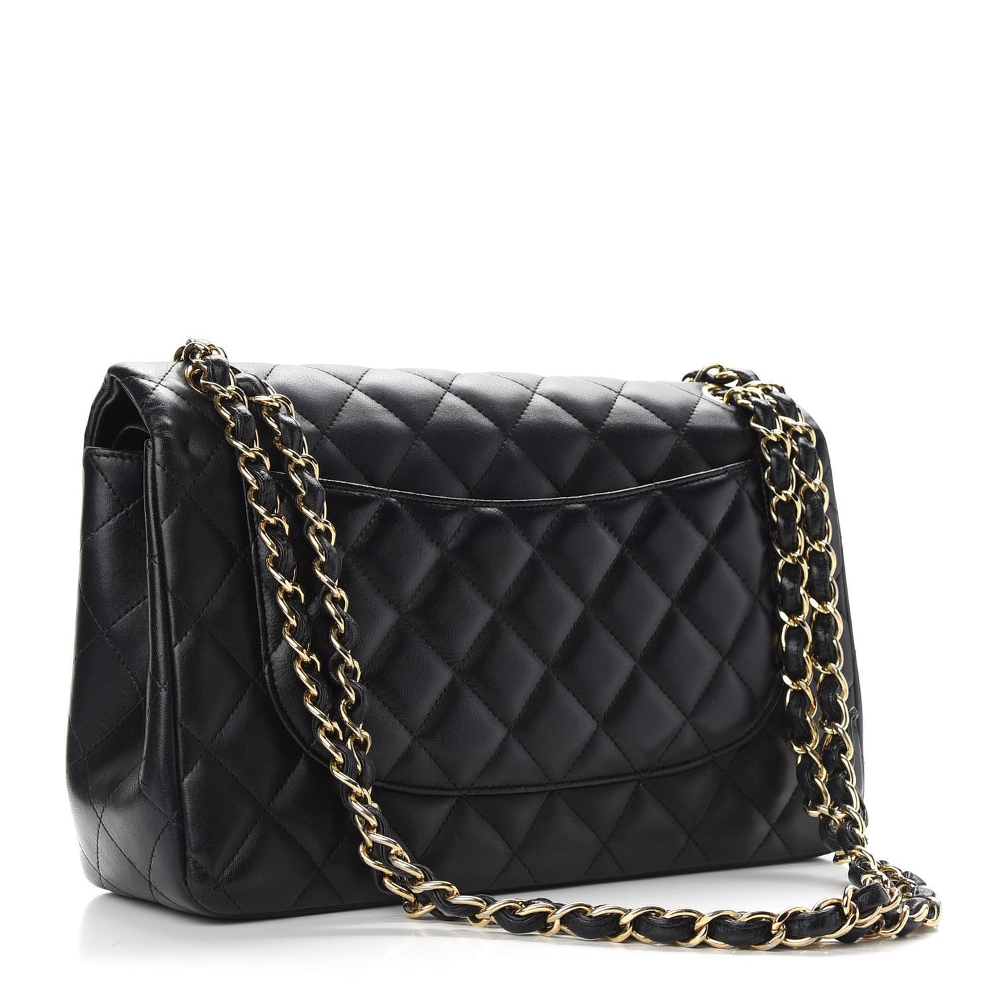 Lambskin Quilted Jumbo Double Flap Black