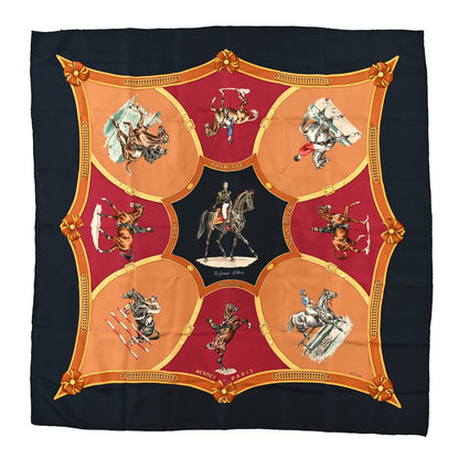 Hermes Silk Les General L'Hotte Scarf 90 Black Rose Marroon 1 of 4