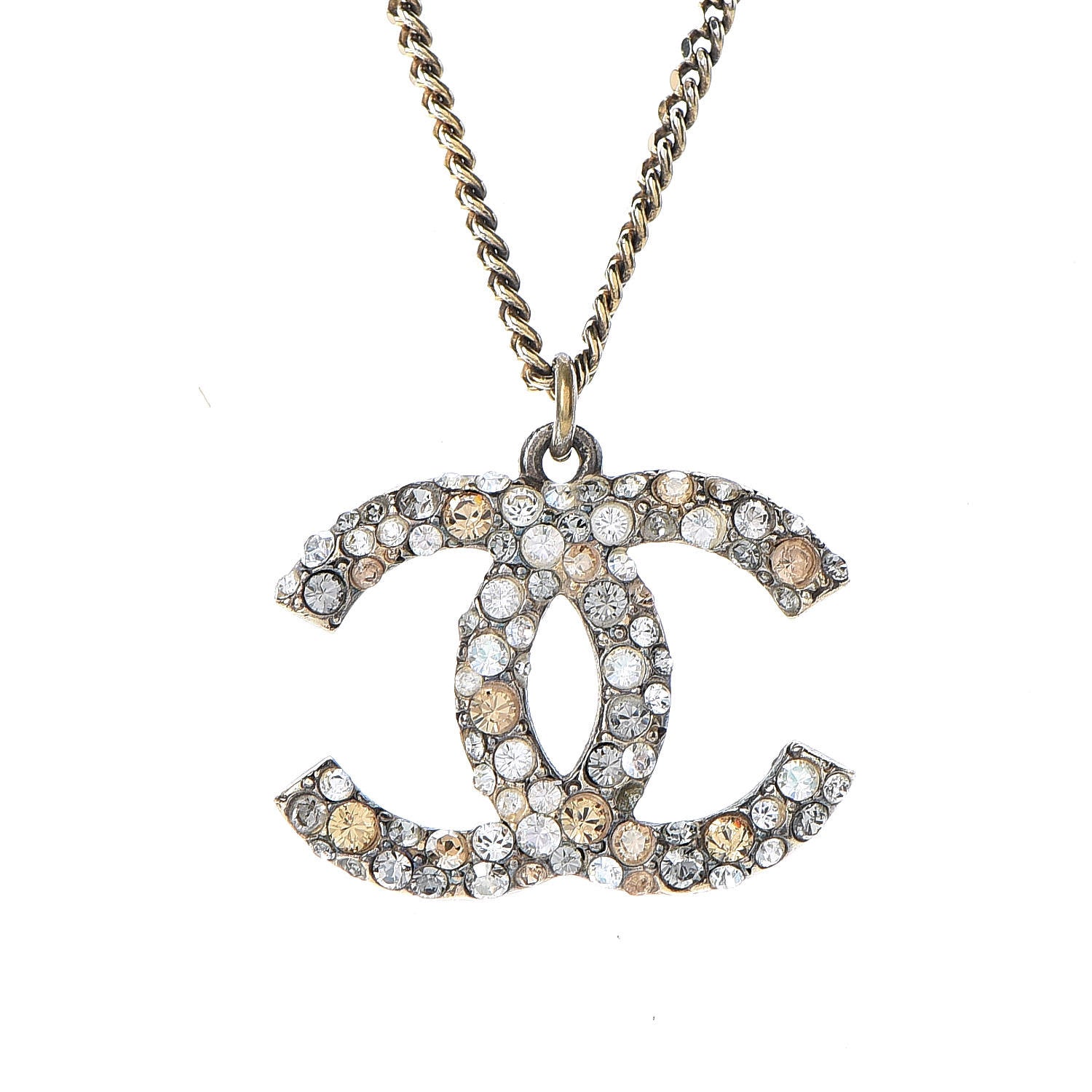 Chanel Crystal CC Necklace Multicolor Gold 4 of 7