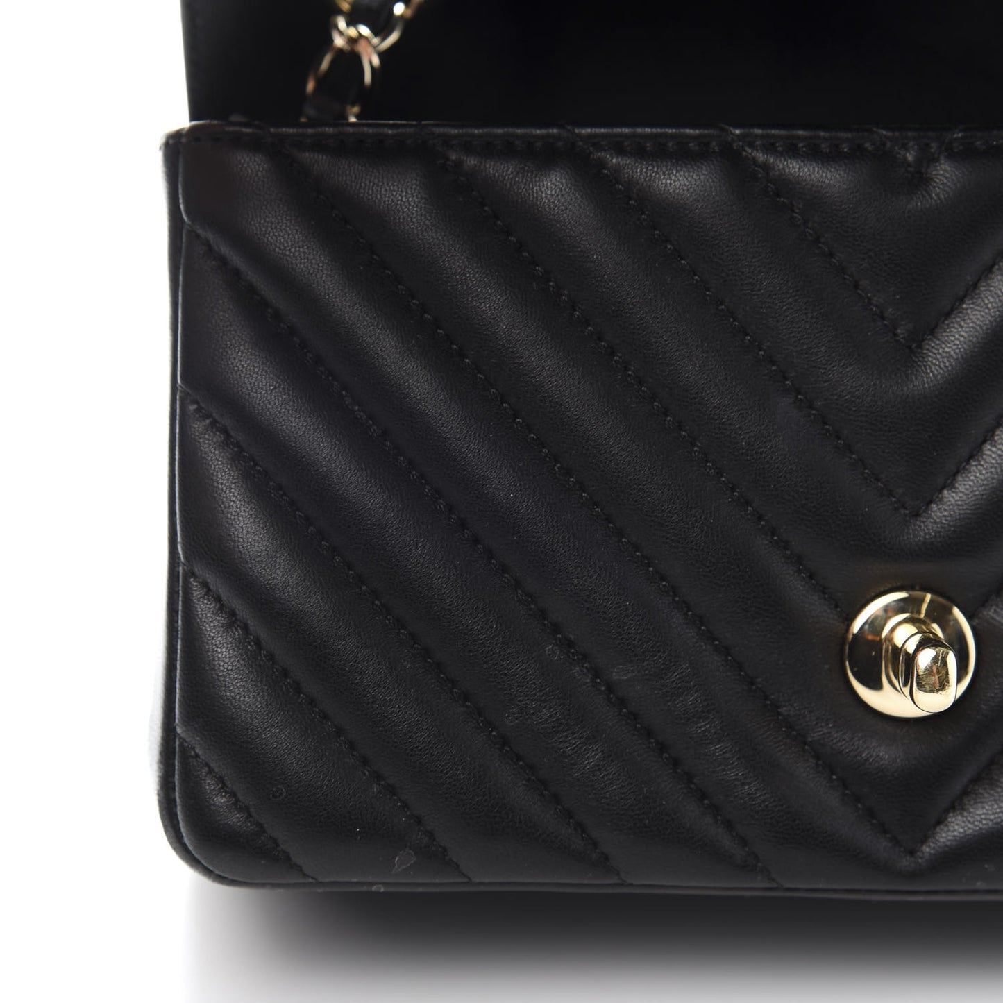 Lambskin Chevron Quilted Mini Rectangular Flap Black