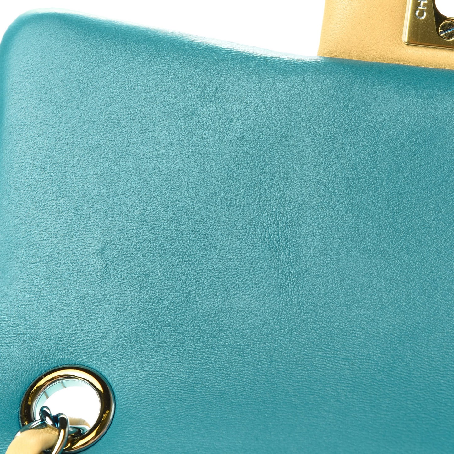 Lambskin Quilted Mini Rectangular Flap Yellow Blue