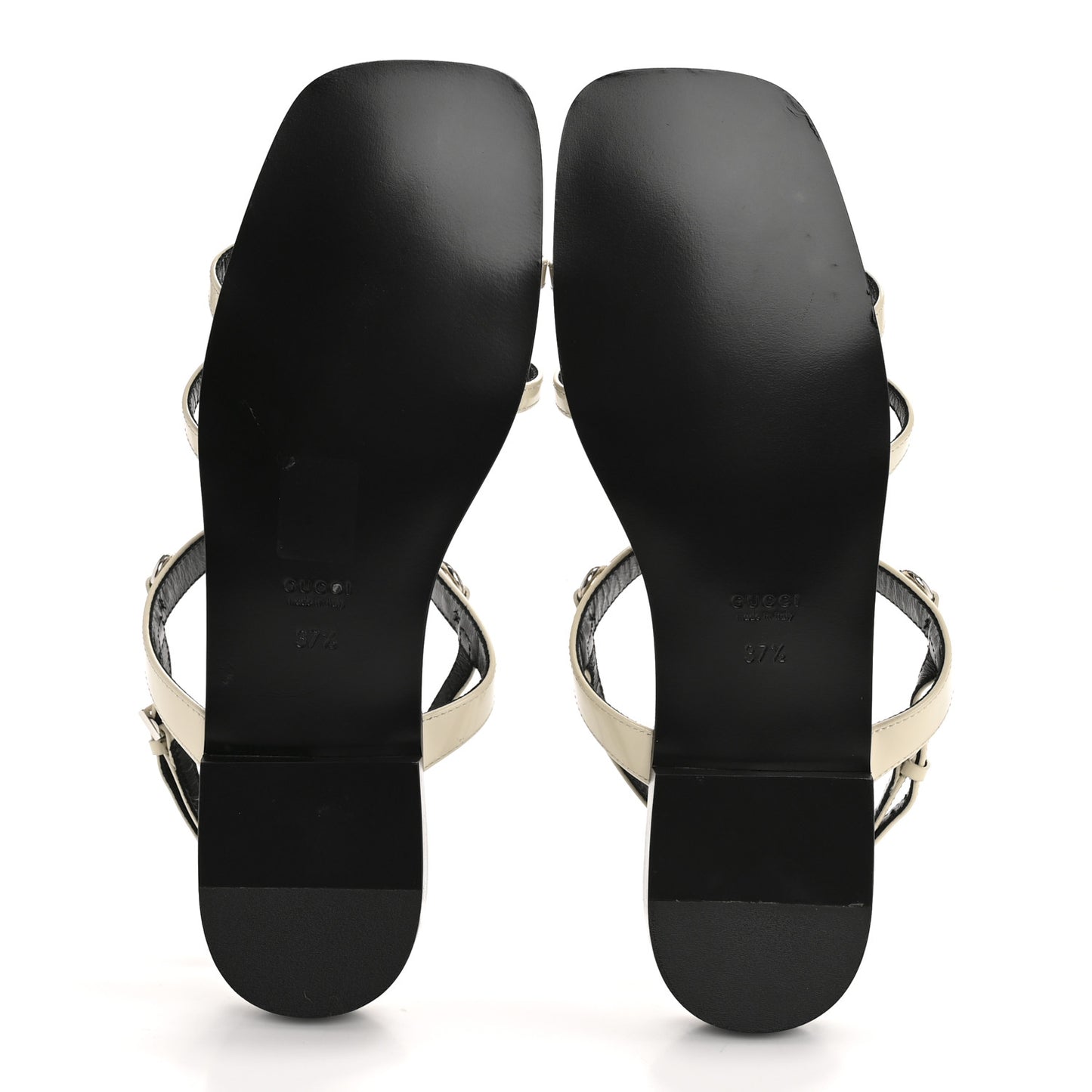 Calfskin Horsebit Divine Slingback Sandals 37.5 Mystic White