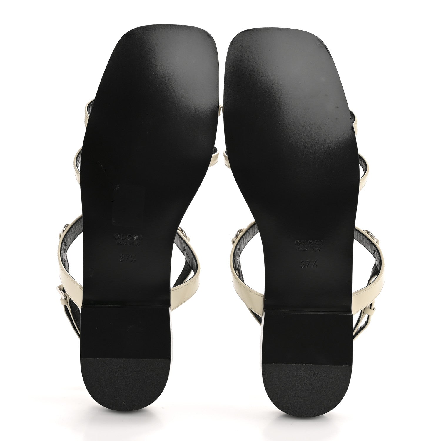 Gucci Calfskin Horsebit Divine Slingback Sandals 37.5 Mystic White 6 of 9