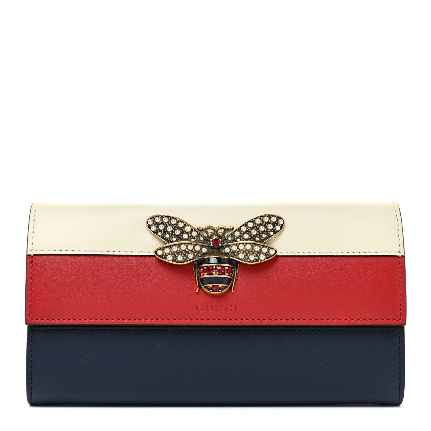 Calfskin Queen Margaret Flap Wallet Blue Agata Hibiscus Red Mystic White