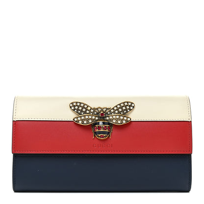 Gucci Calfskin Queen Margaret Flap Wallet Blue Agata Hibiscus Red Mystic White 1 of 12