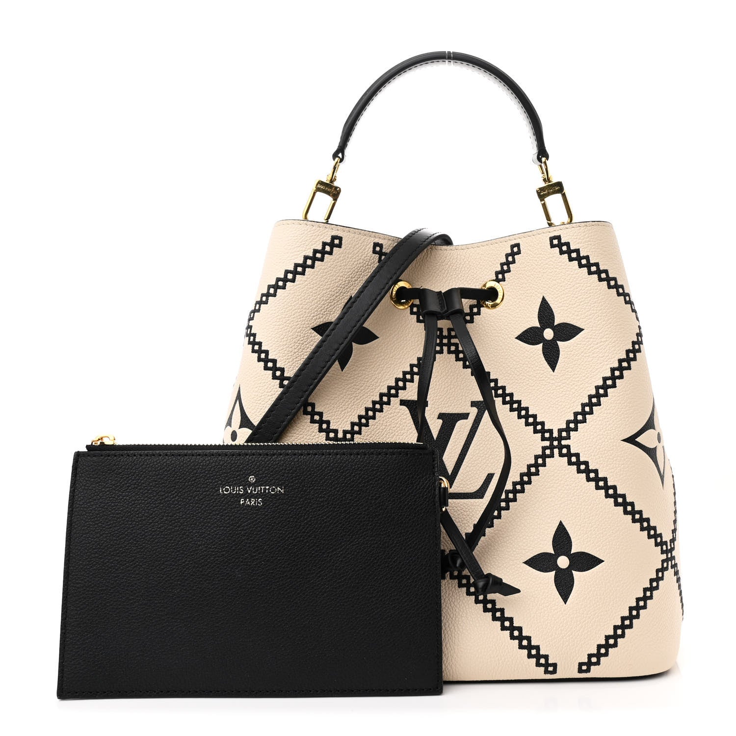 Louis Vuitton Empreinte Monogram Giant Broderies Neonoe MM Cream Black 3 of 14