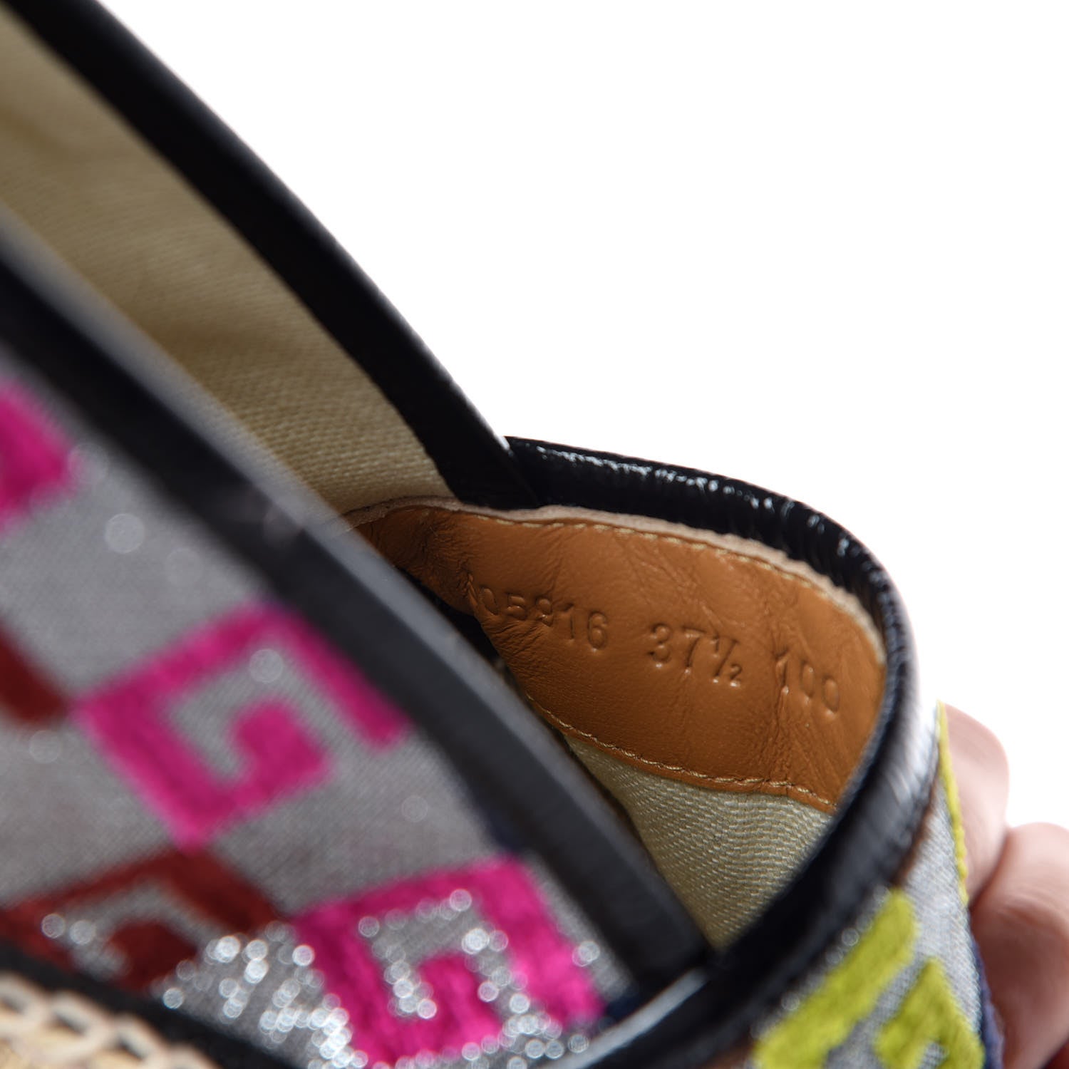 Gucci Velvet Lurex Square G Espadrilles 37.5 Silver Multicolor 8 of 10