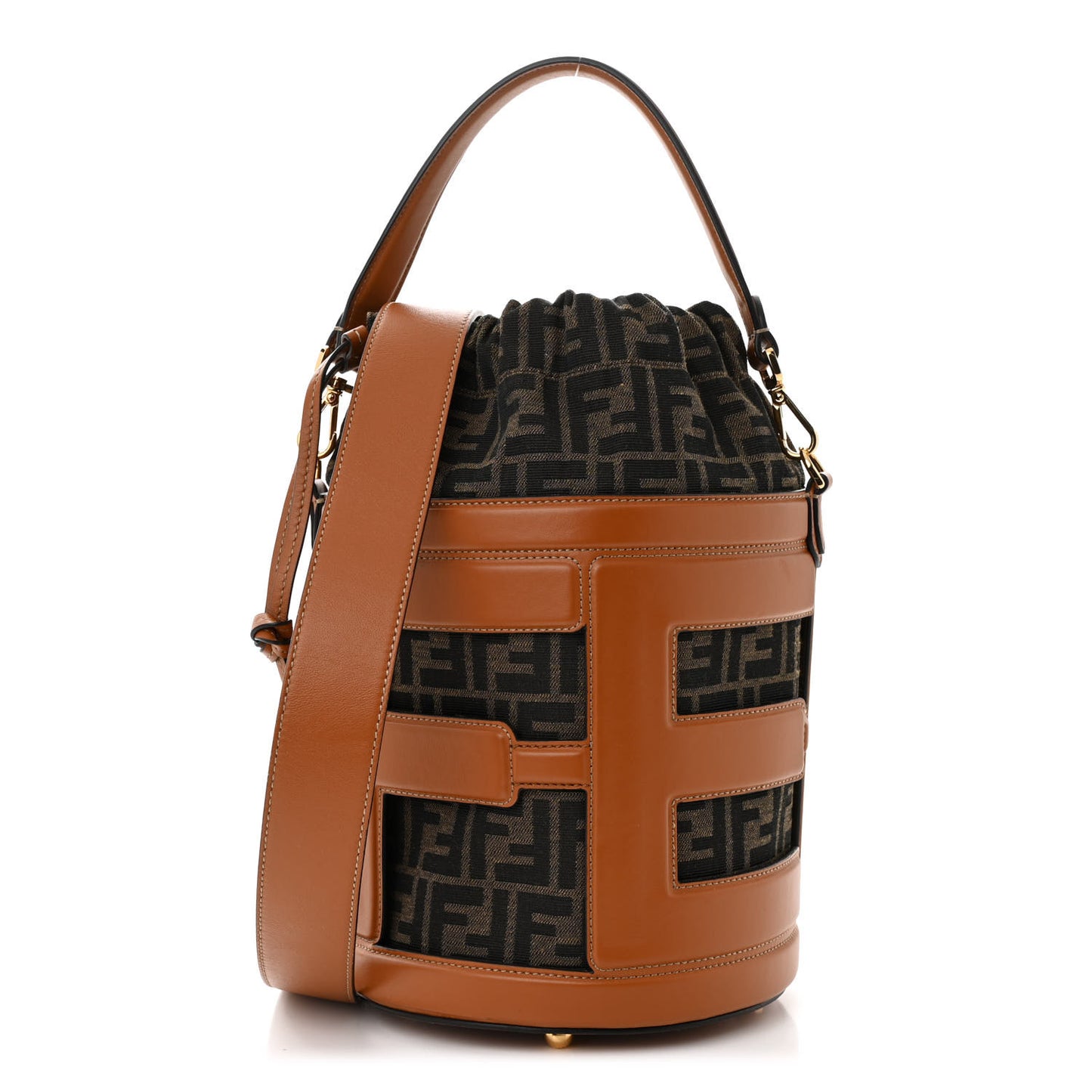 Nylon Vitello King Logo Step Out Bucket Bag Brandy