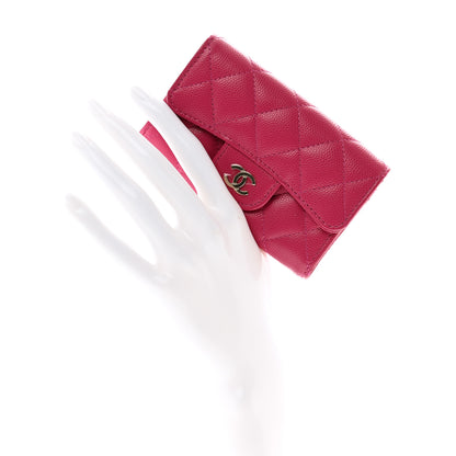 Chanel Caviar Quilted Flap Card Holder Wallet Fuchsia 2 of 9