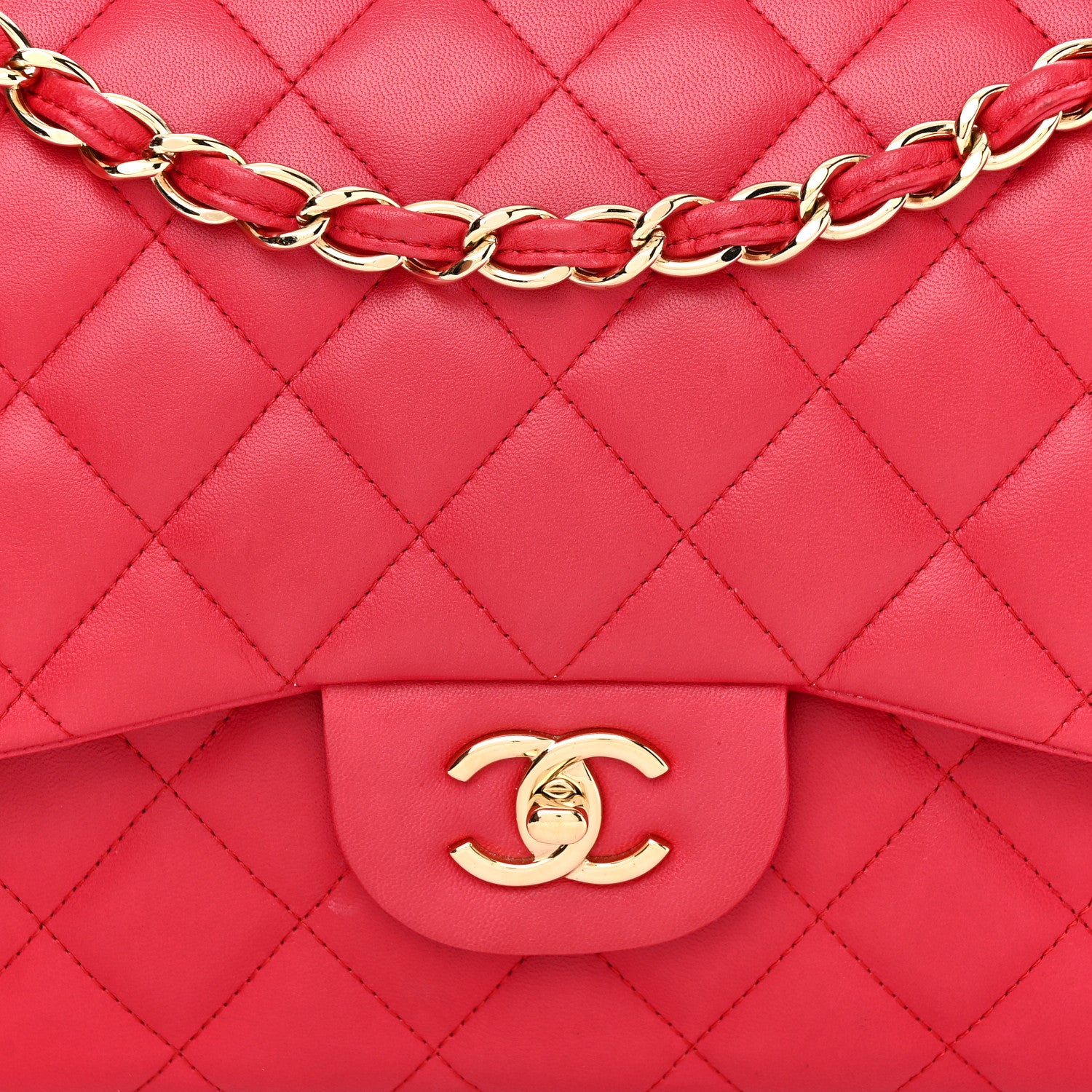 Chanel Lambskin Quilted Jumbo Double Flap Dark Pink 8 of 10