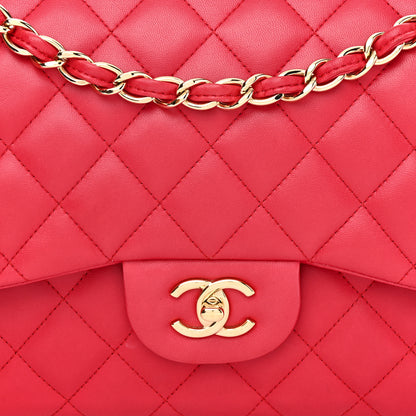 Chanel Lambskin Quilted Jumbo Double Flap Dark Pink 8 of 10