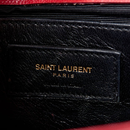 Saint Laurent Grain De Poudre Small Monogram Kate Satchel Red 7 of 11