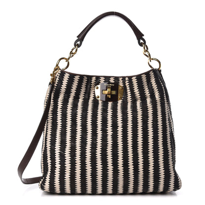 Miu Miu Nappa Intreccio Sacca Tote Cera Black 1 of 23