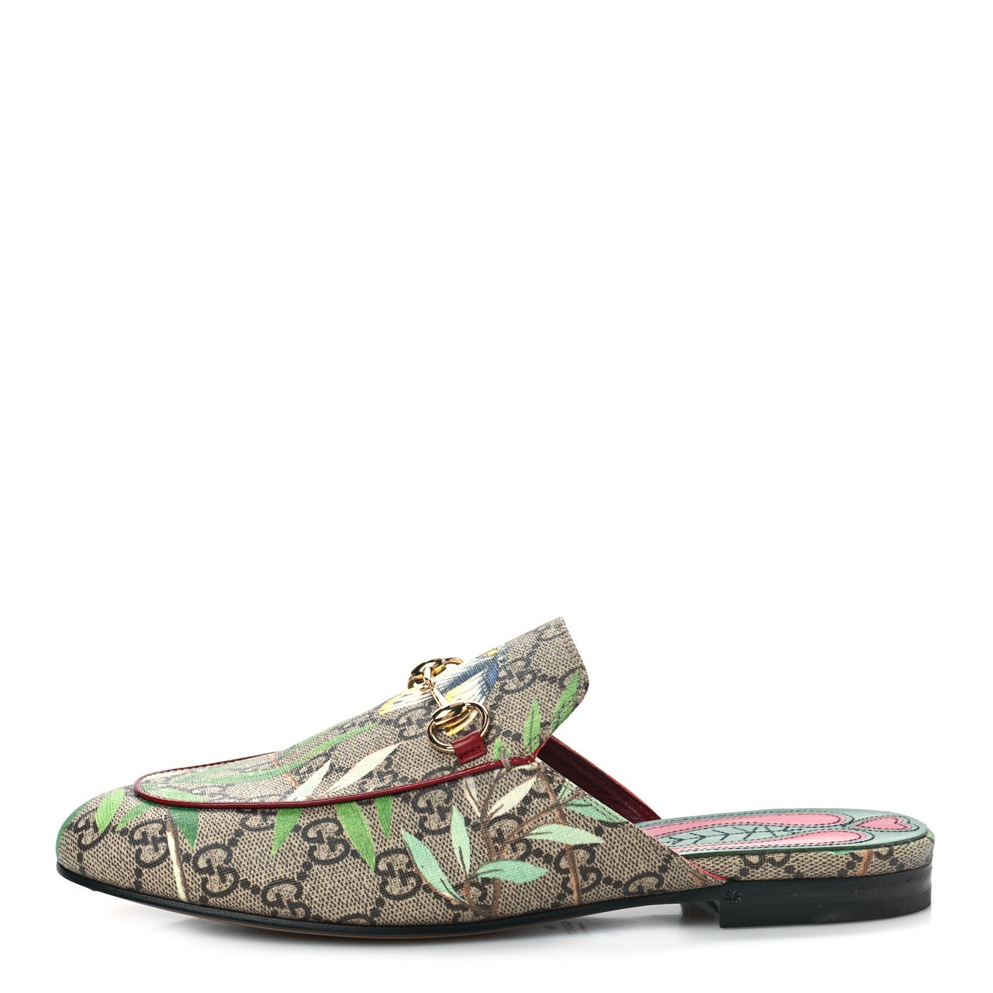 GG Supreme Monogram Tian Womens Princetown Slippers 38 Beige Ebony Multicolor